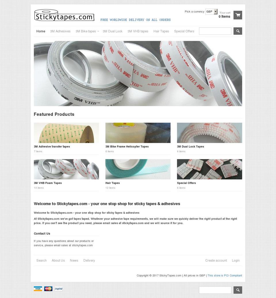 stickytapes.com shopify website screenshot