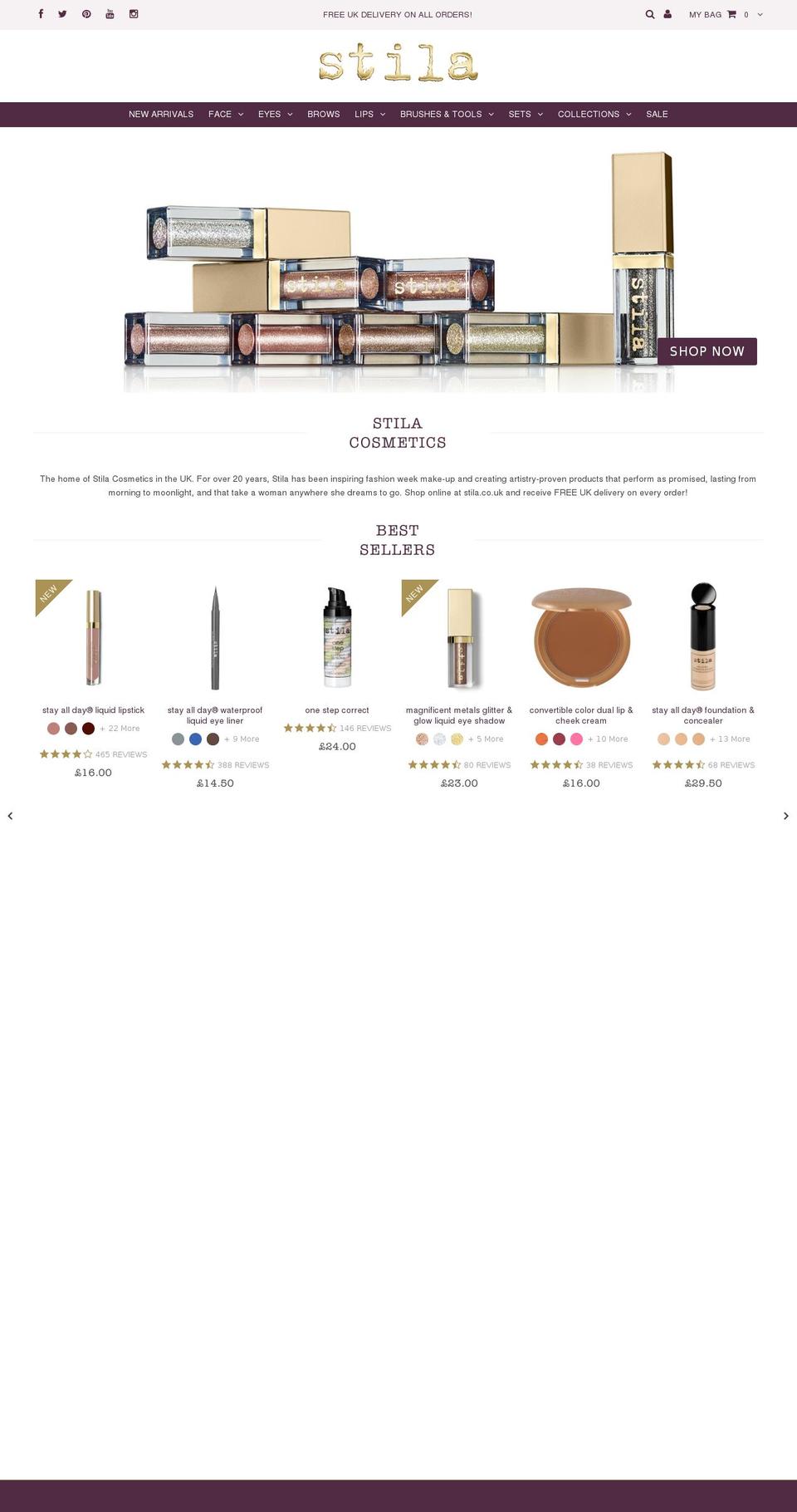 stilacosmetics.eu shopify website screenshot