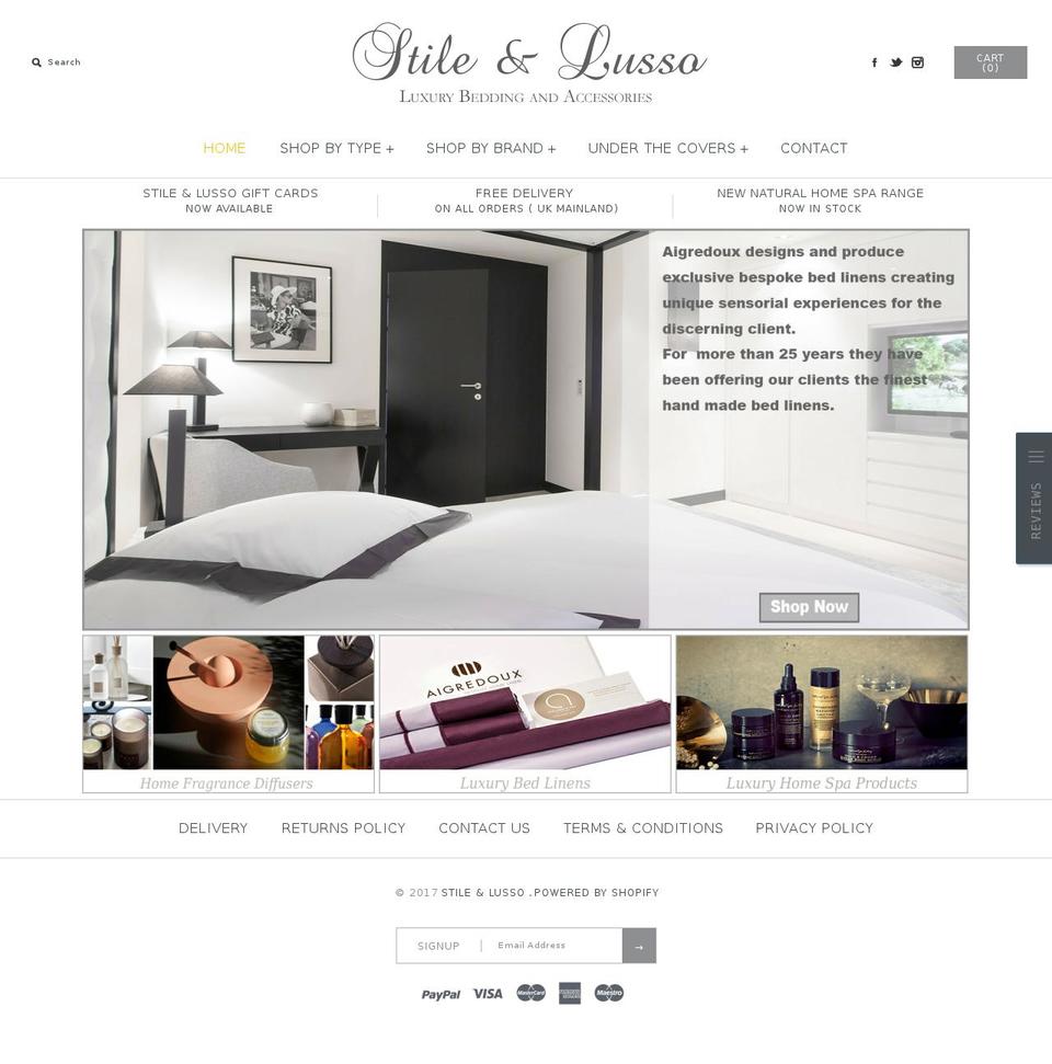 stileandlusso.com shopify website screenshot