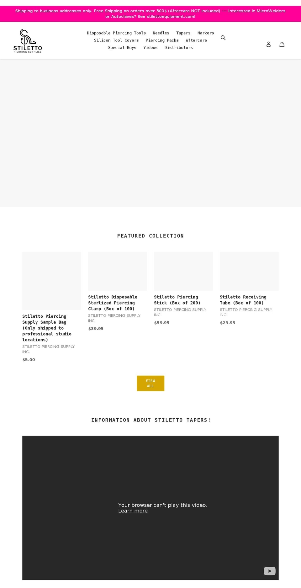 stilettopiercing.com shopify website screenshot