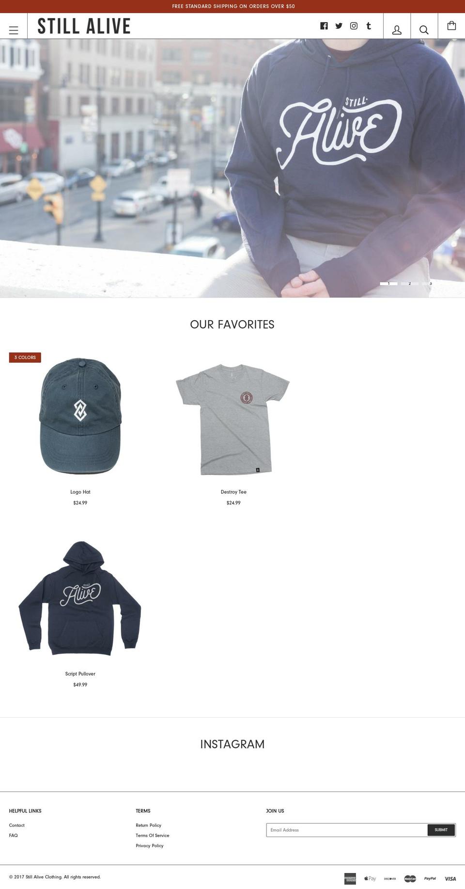 stillaliveclothingco.com shopify website screenshot