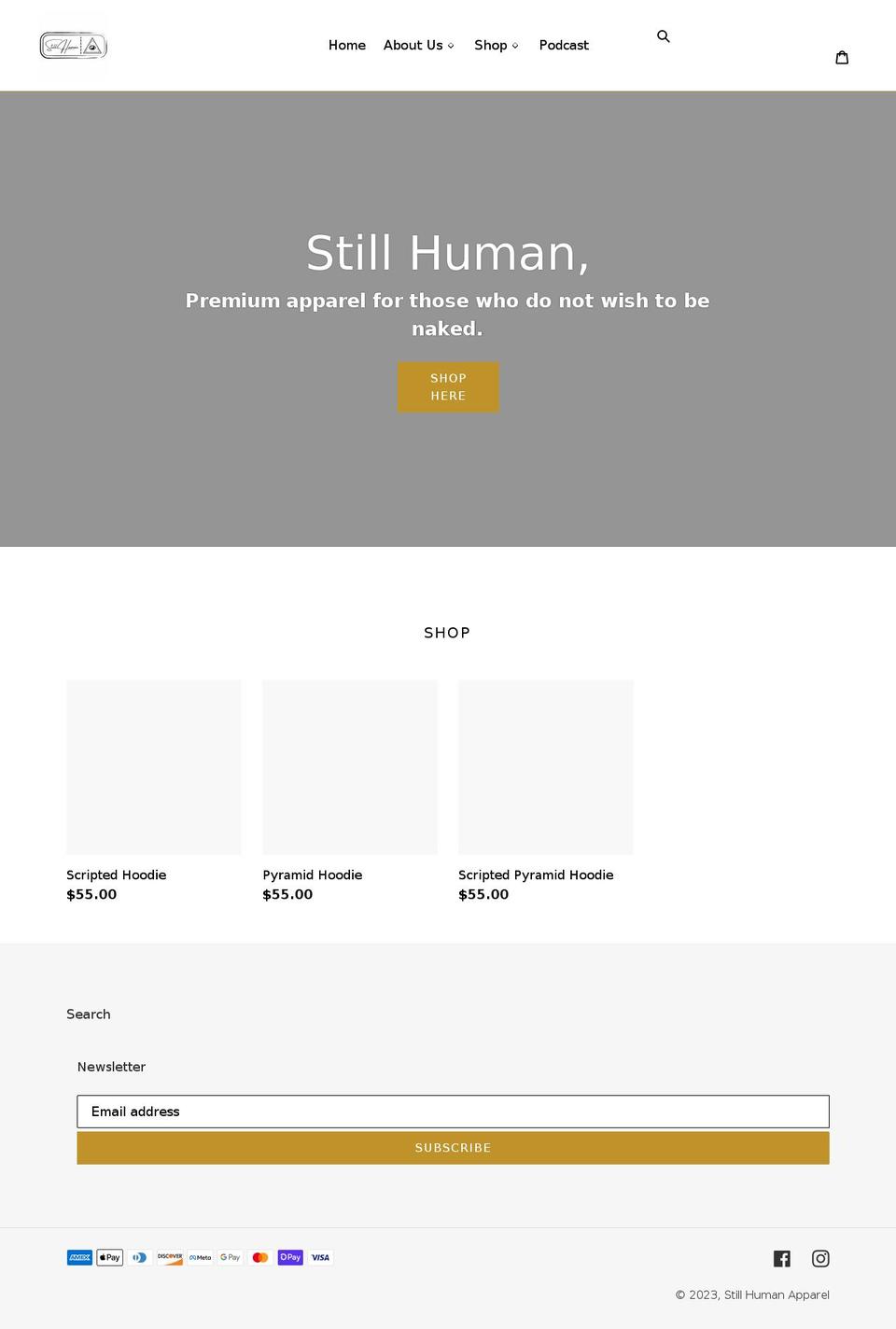 stillhumanapparel.com shopify website screenshot