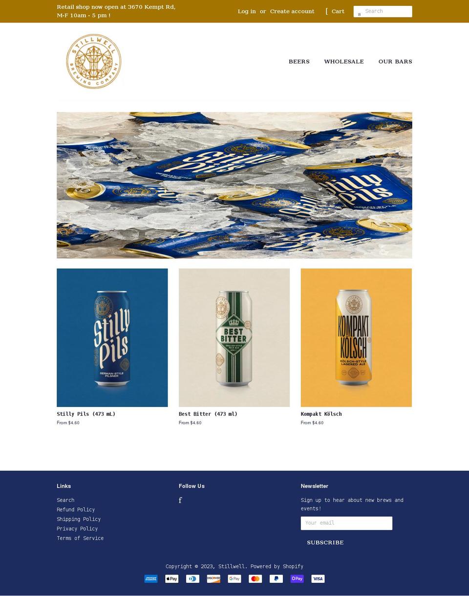 stillwellbrewing.com shopify website screenshot