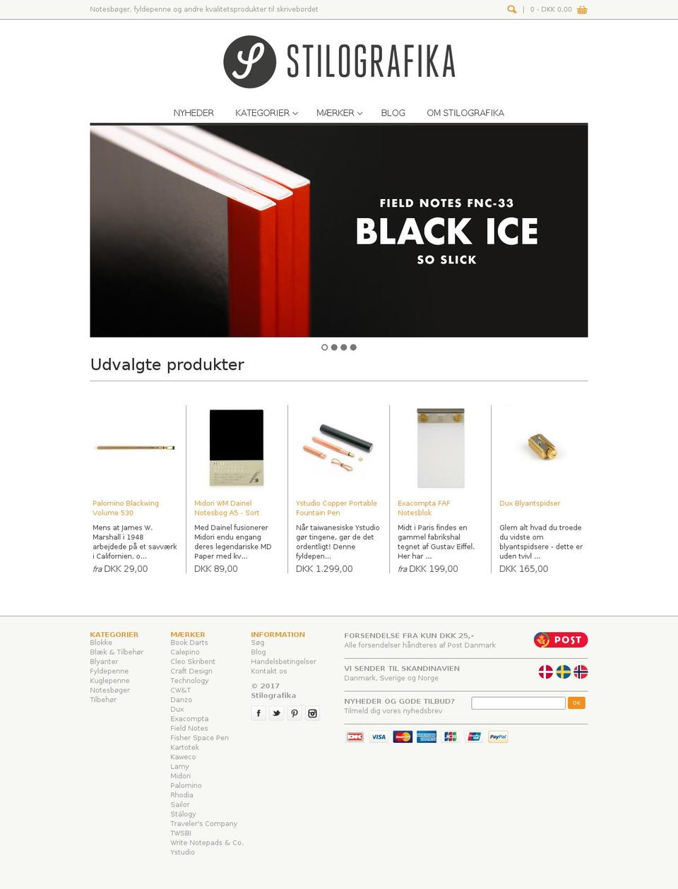 stilografika.dk shopify website screenshot