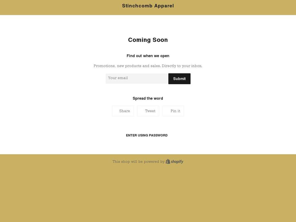 stinchcombapparel.com shopify website screenshot