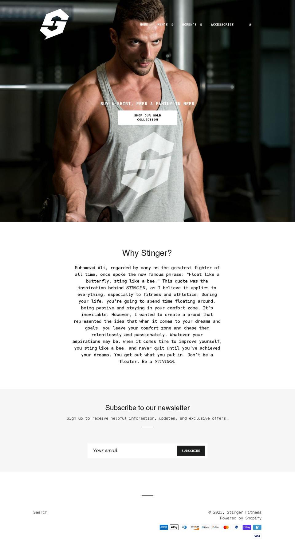 stingerfitness.com shopify website screenshot