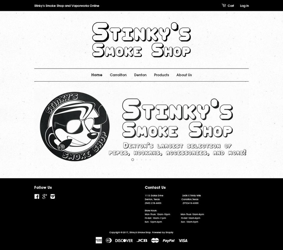 stinkyssmoke.com shopify website screenshot