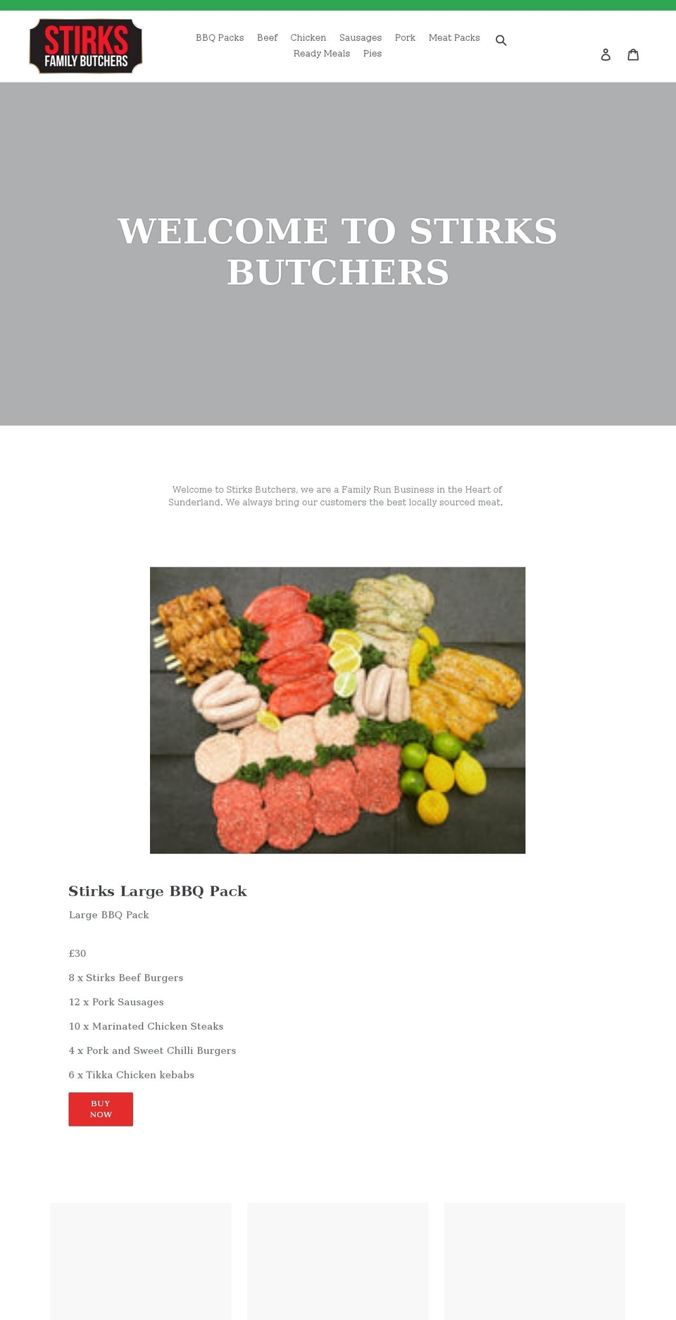 stirksbutchers.co.uk shopify website screenshot