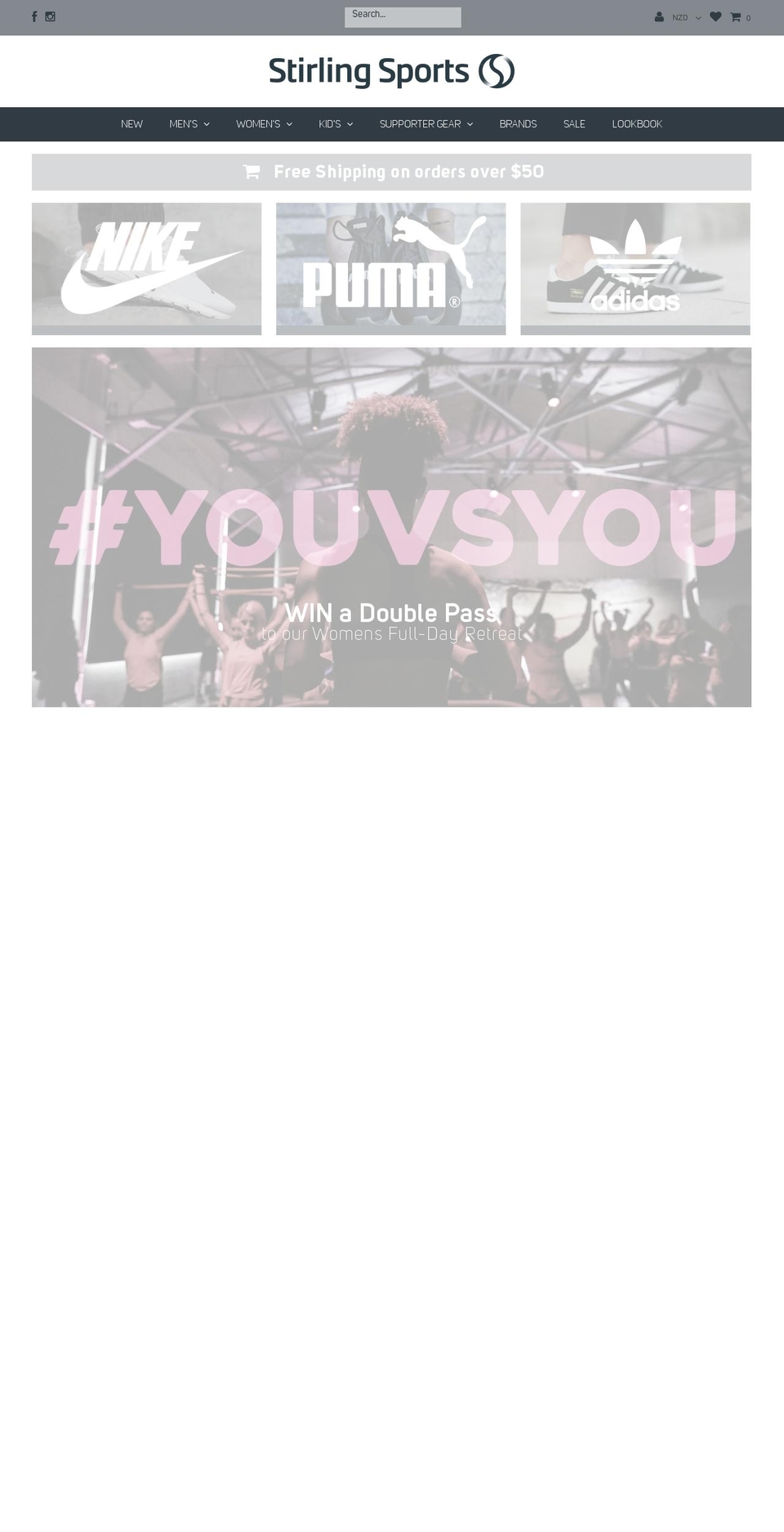 stirlingsports.com shopify website screenshot