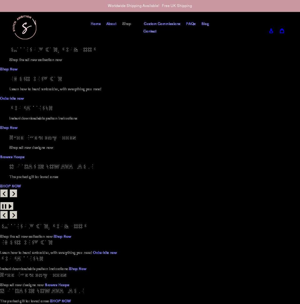 stitchambition.com shopify website screenshot