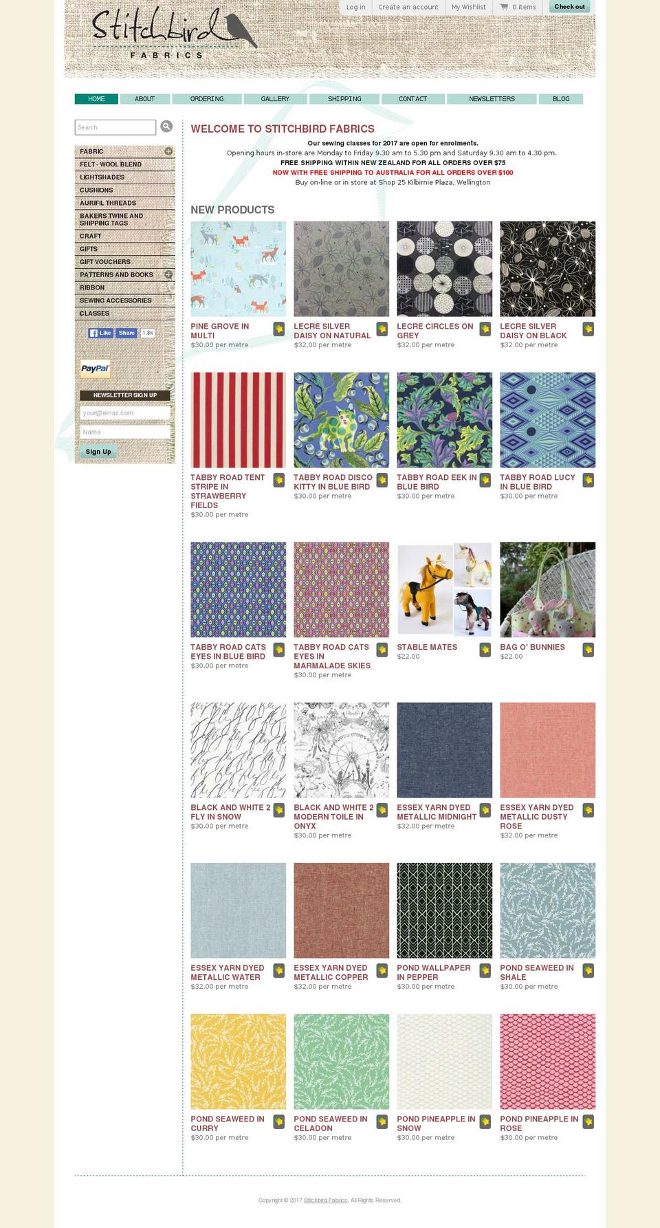 stitchbird.co.nz shopify website screenshot
