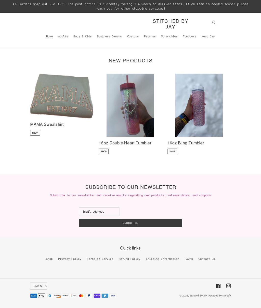 stitchedbyjay.com shopify website screenshot