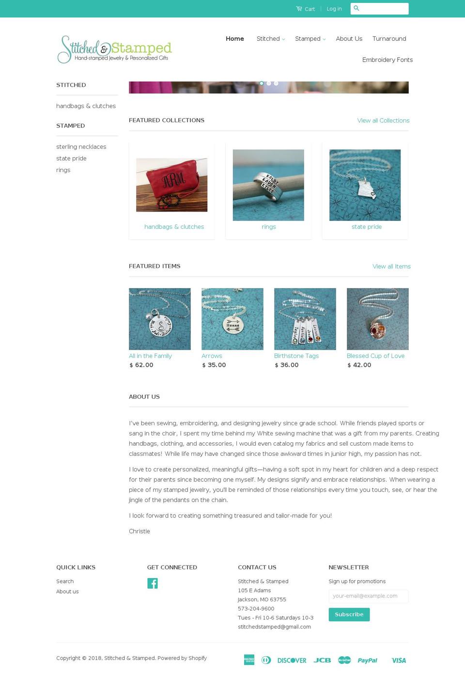 stitchedstamped.com shopify website screenshot