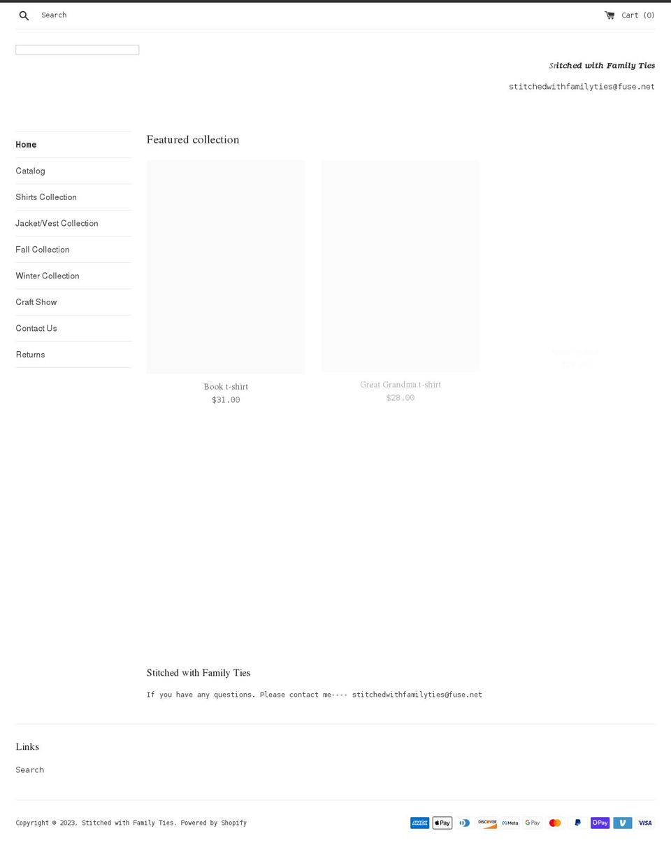 stitchedwithfamilyties.com shopify website screenshot