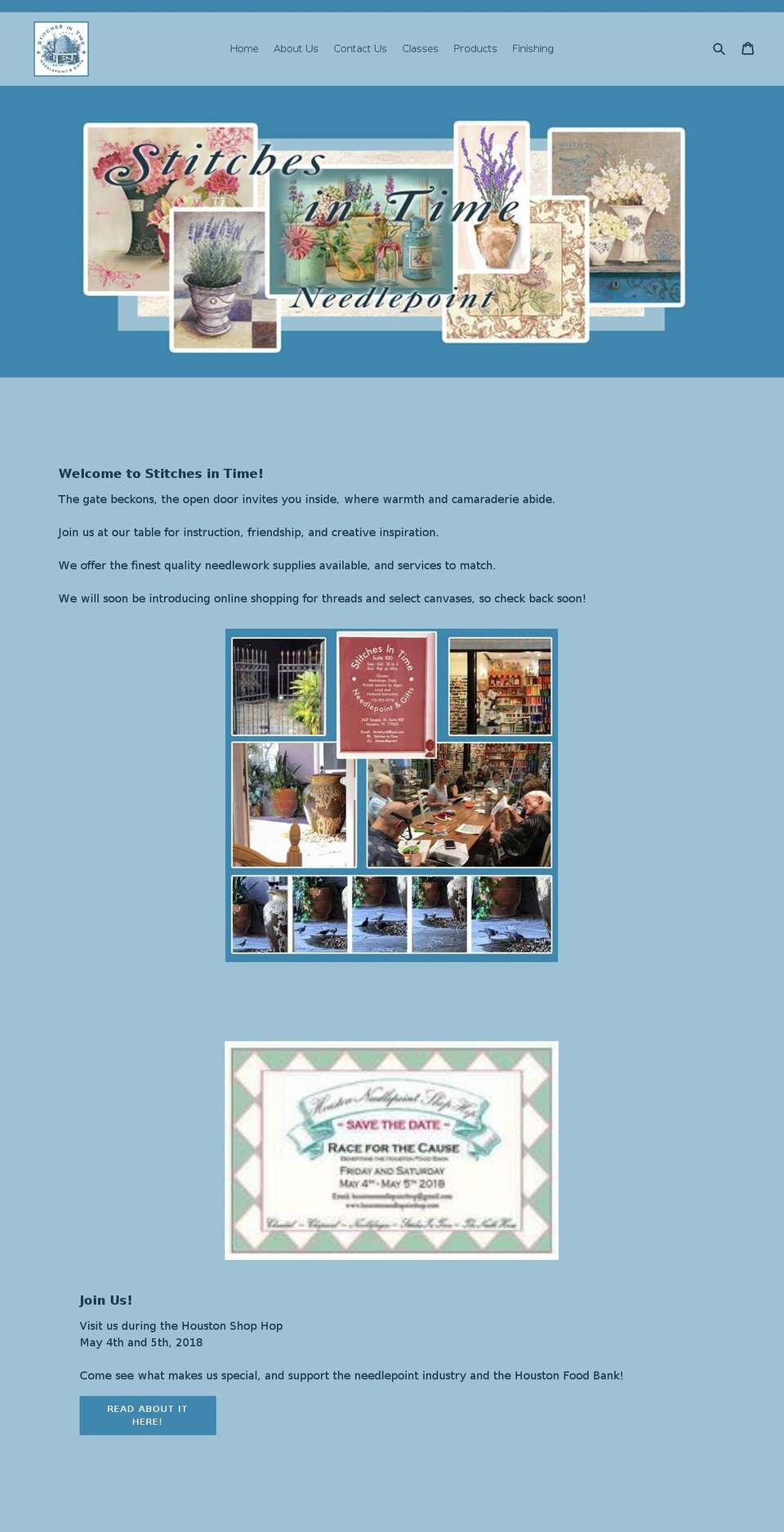 stitchesintimeneedlepoint.com — Shopify storefront screenshot