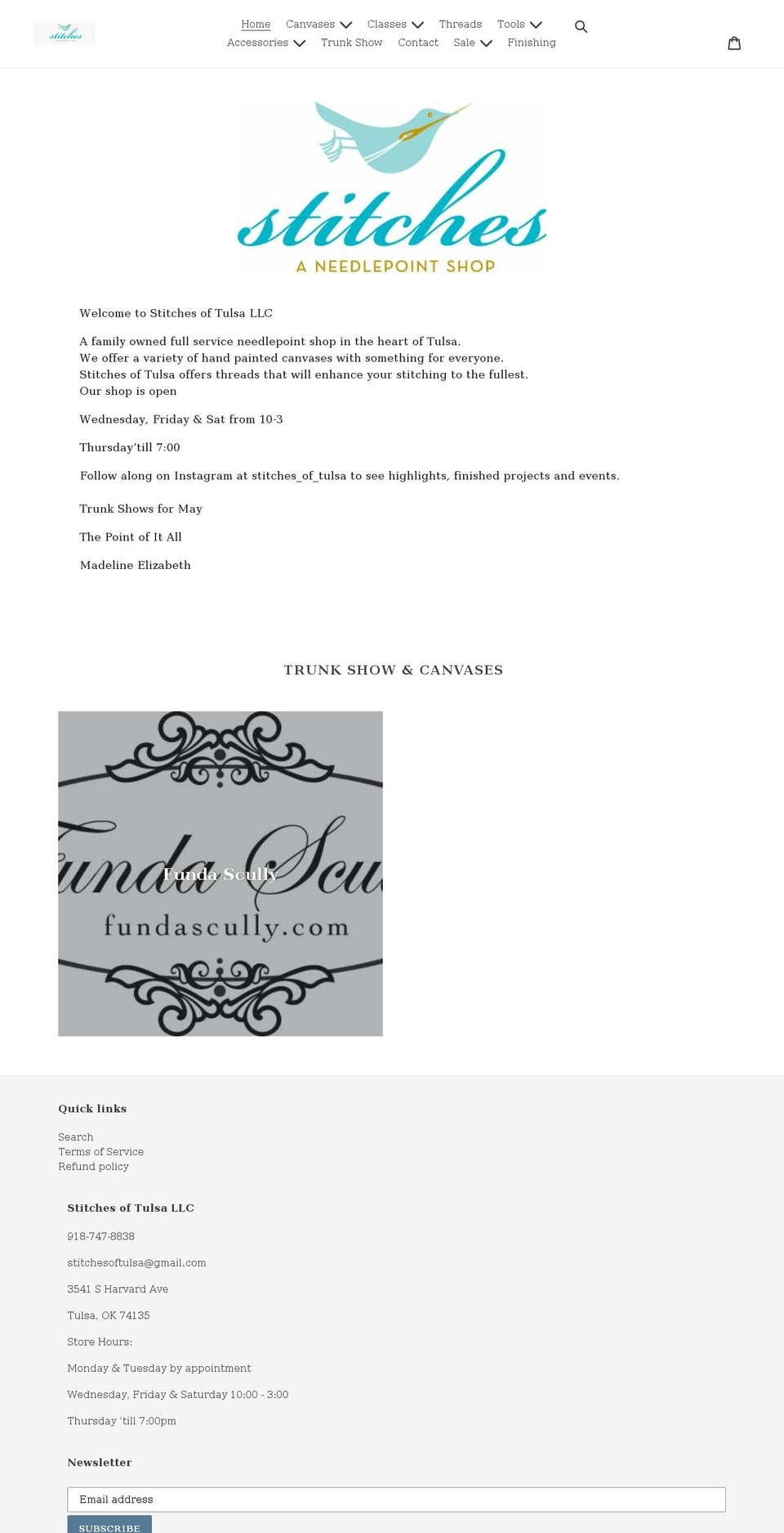 stitchesoftulsa.net shopify website screenshot