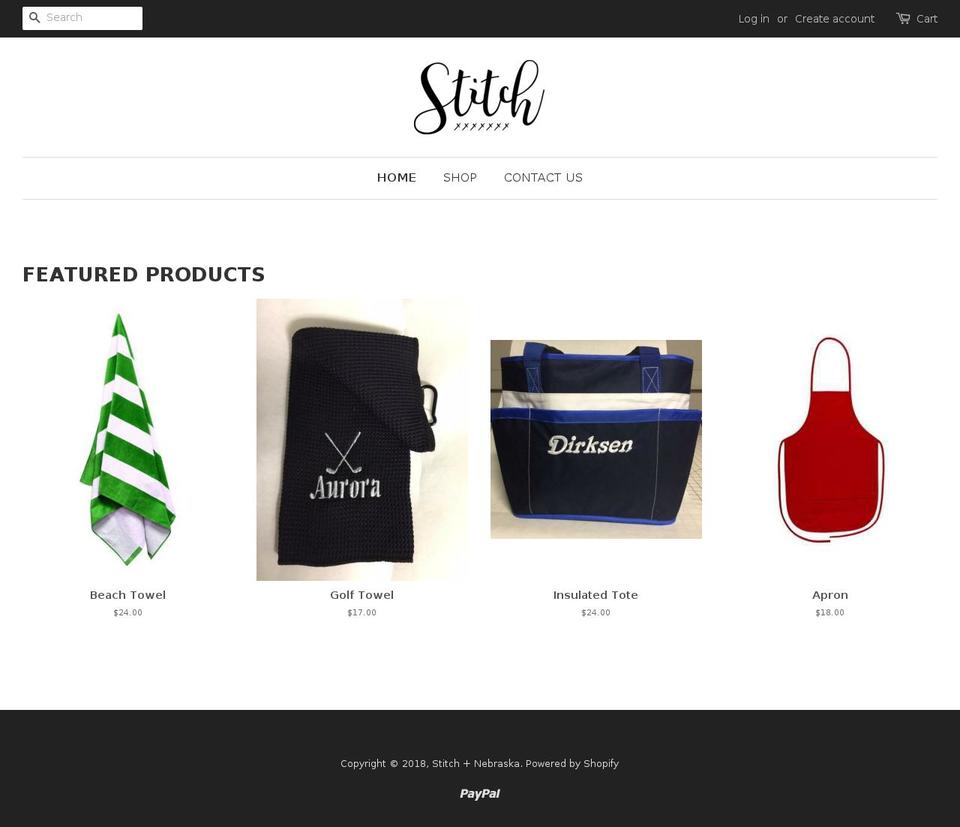 stitchnebraska.com — Shopify storefront screenshot