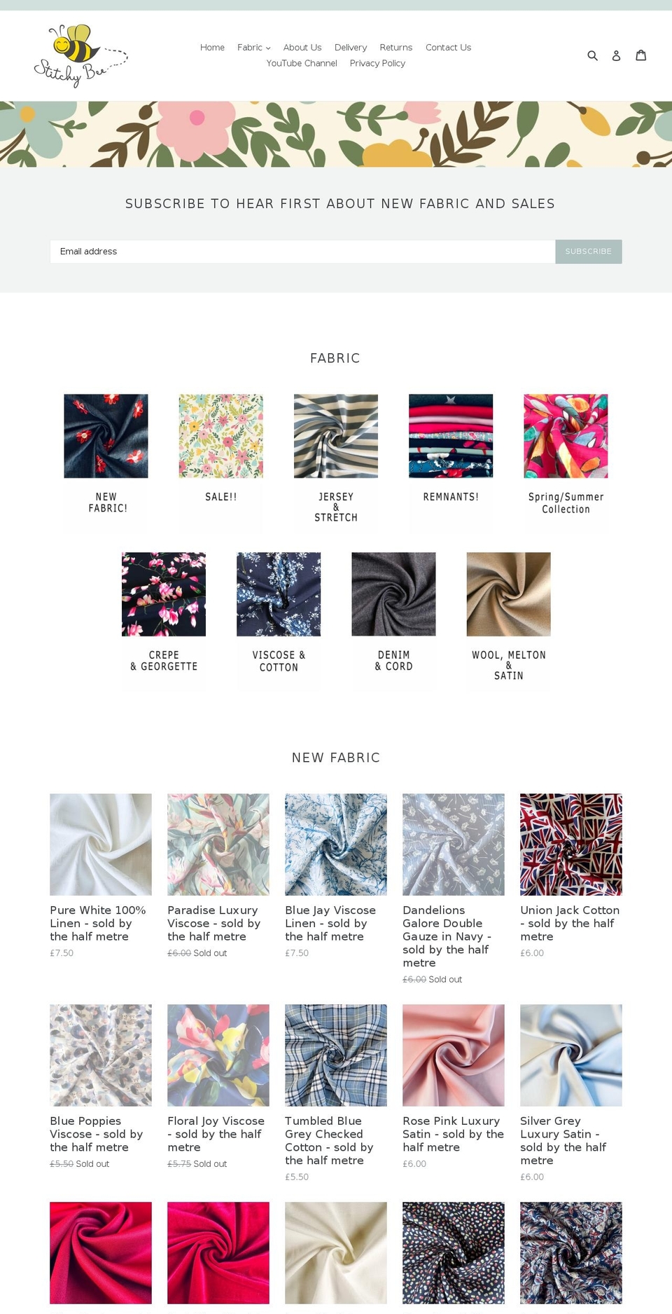 stitchybee.co.uk shopify website screenshot