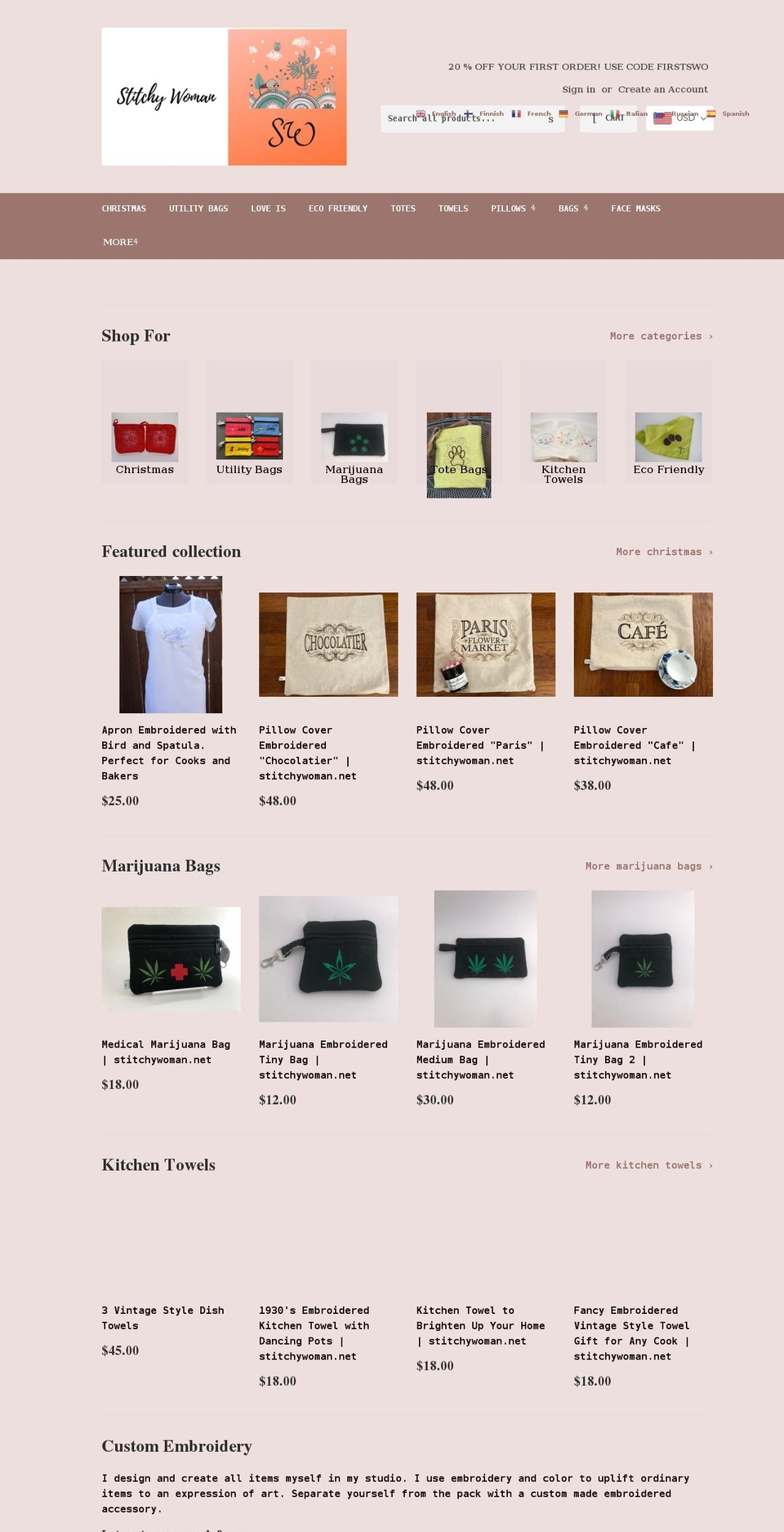 stitchywoman.net shopify website screenshot