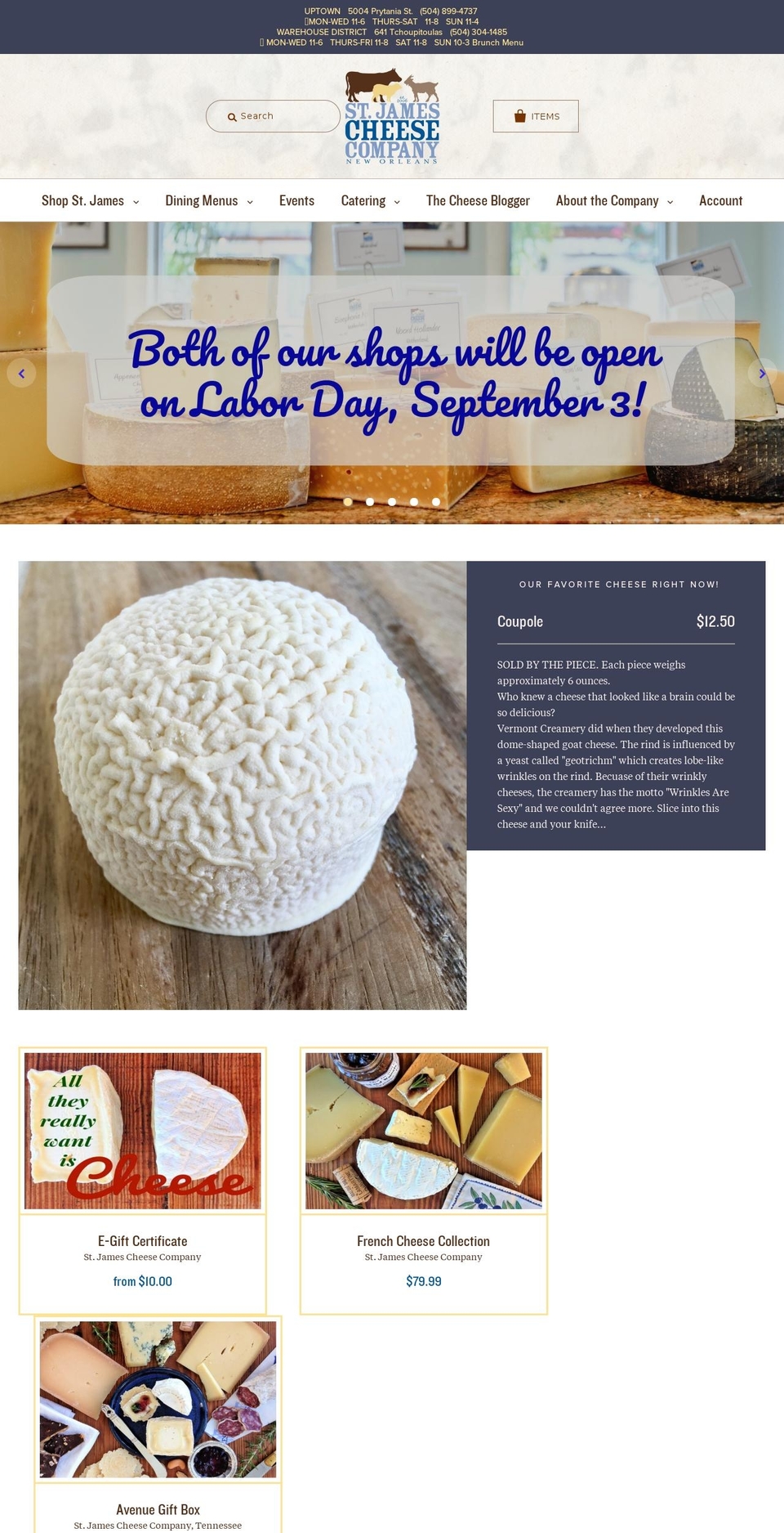 stjamescheesecompany.com — Shopify storefront screenshot