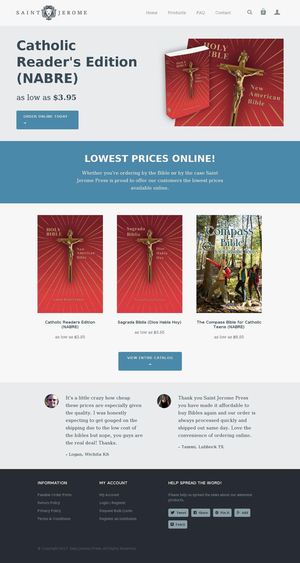 Saint Jerome Press Shopify theme site example stjeromepress.com