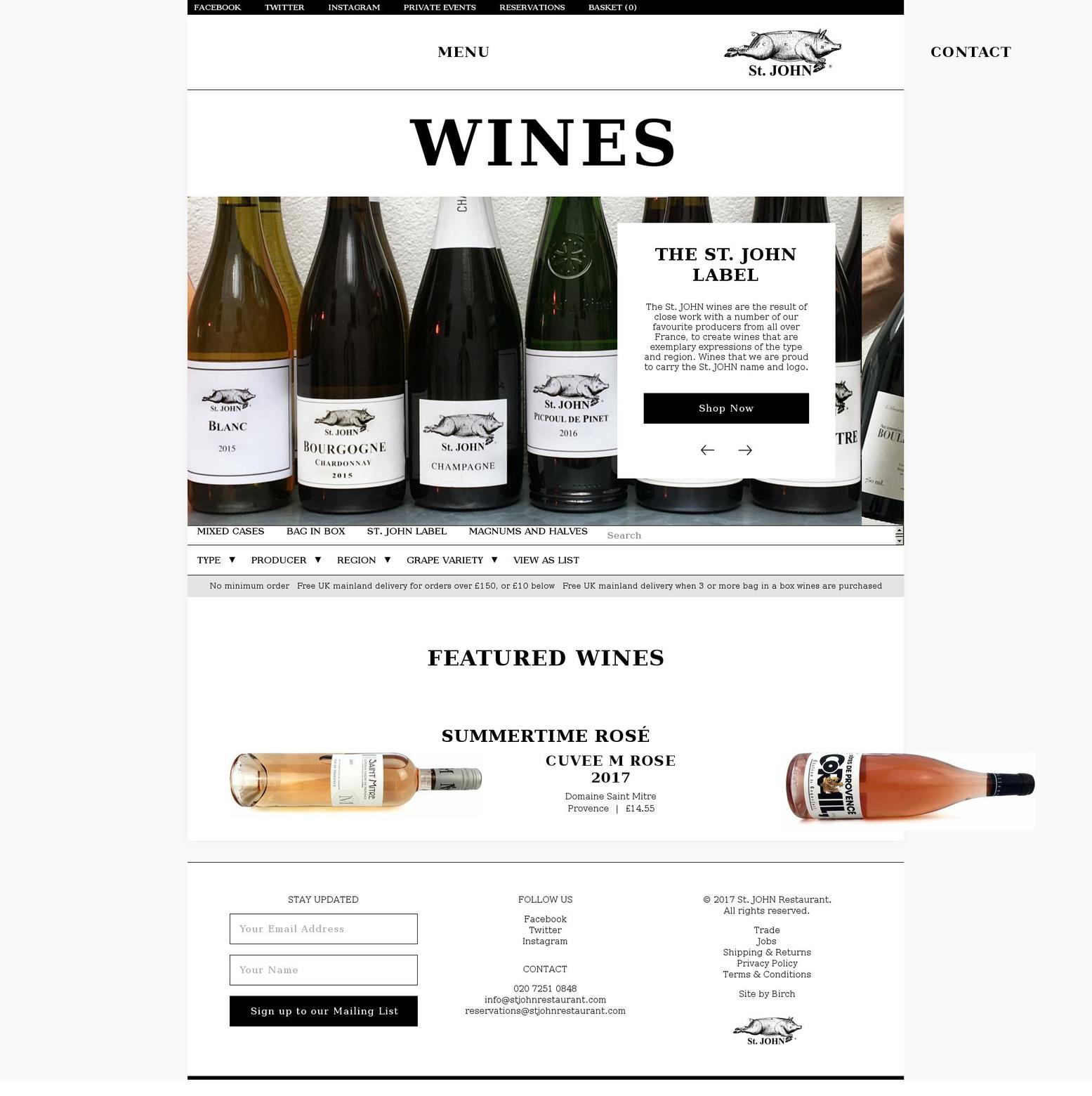 St. JOHN by Birch Shopify theme site example stjohnwines.com