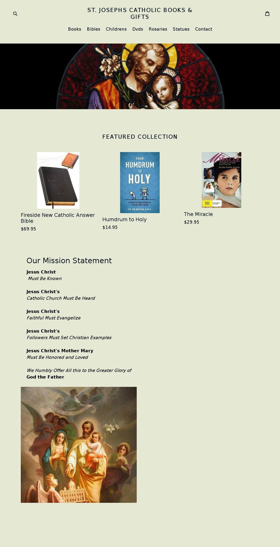 stjosephbooksandgifts.com shopify website screenshot