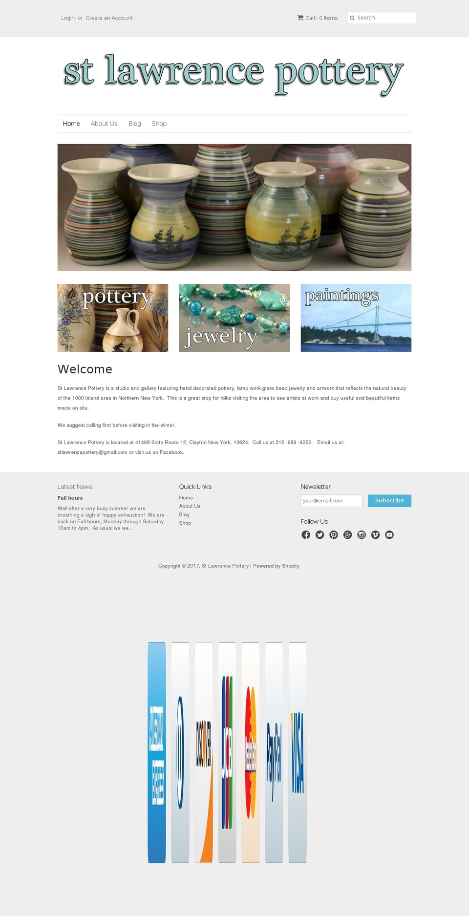 stlawrencepottery.com shopify website screenshot