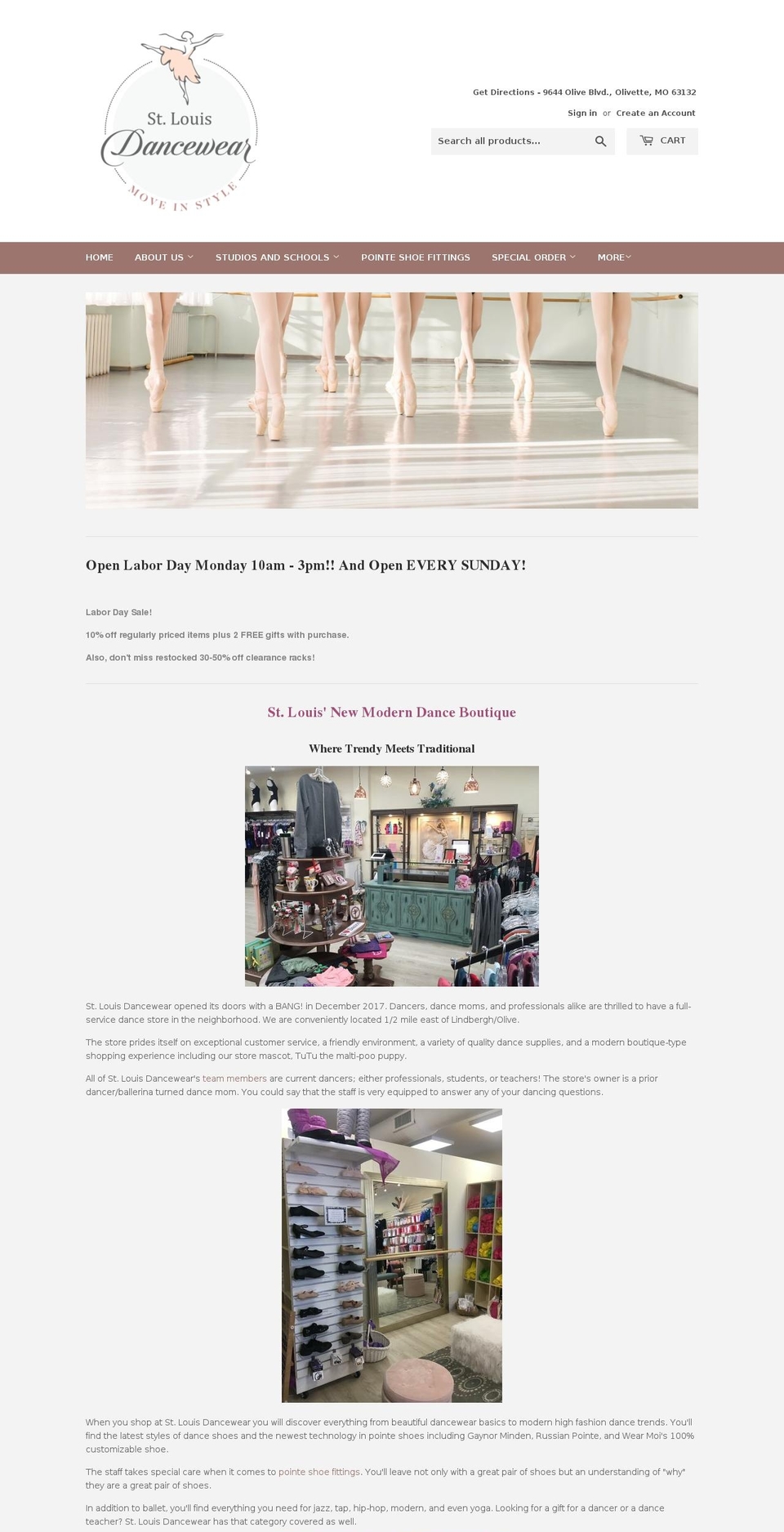 stlouisdancewear.com — Shopify storefront screenshot