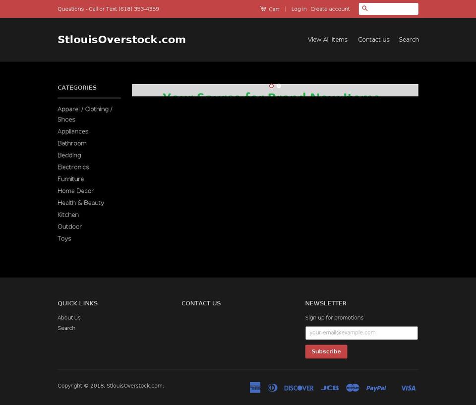 stlouisoverstock.com shopify website screenshot