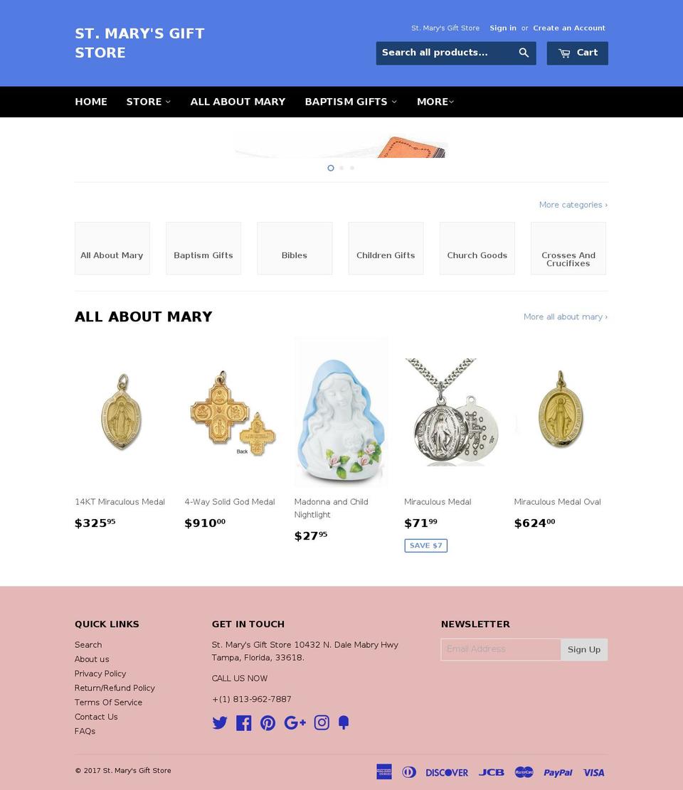 stmarysgiftstore.com shopify website screenshot