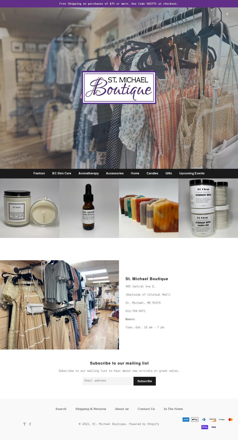 stmichaelboutique.com shopify website screenshot