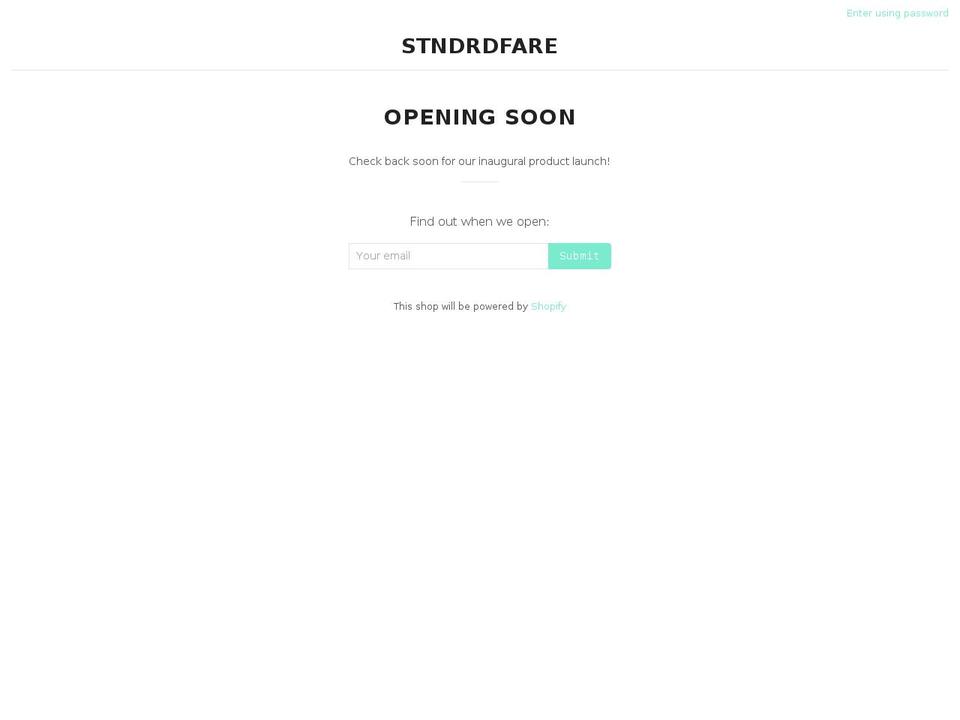 stndrdfare.com shopify website screenshot