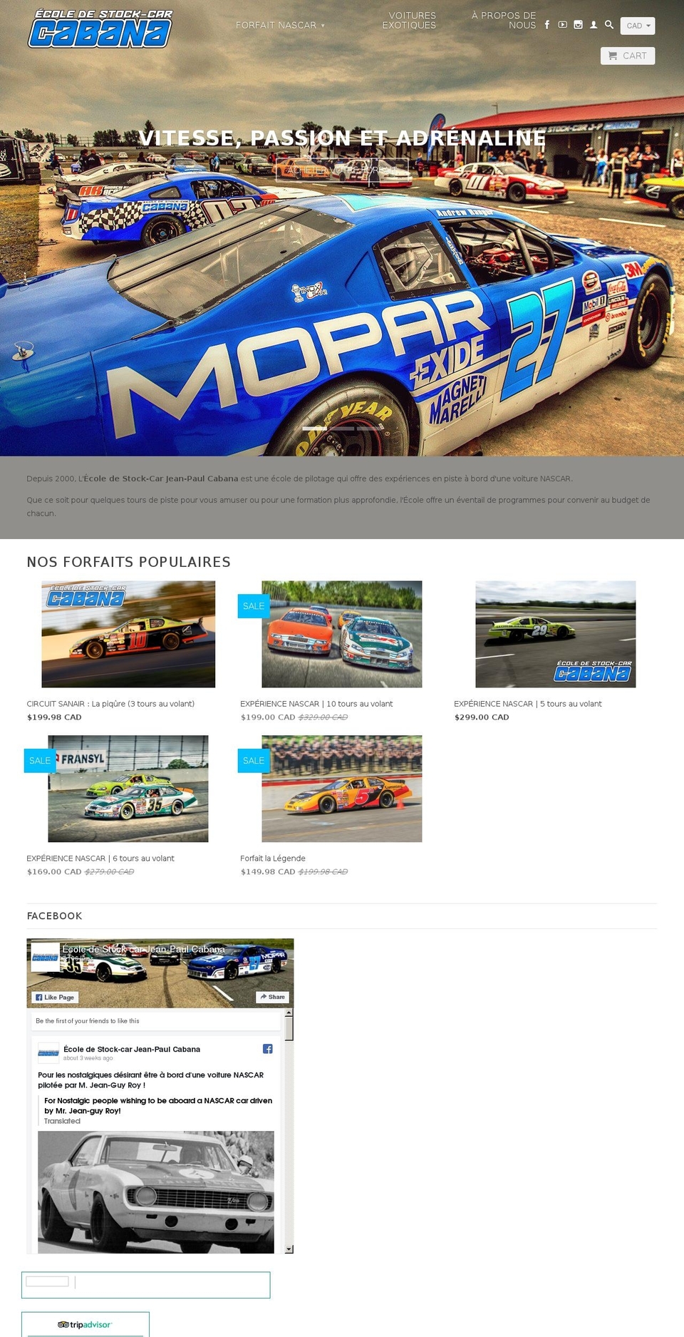 stockcarcabana.com shopify website screenshot