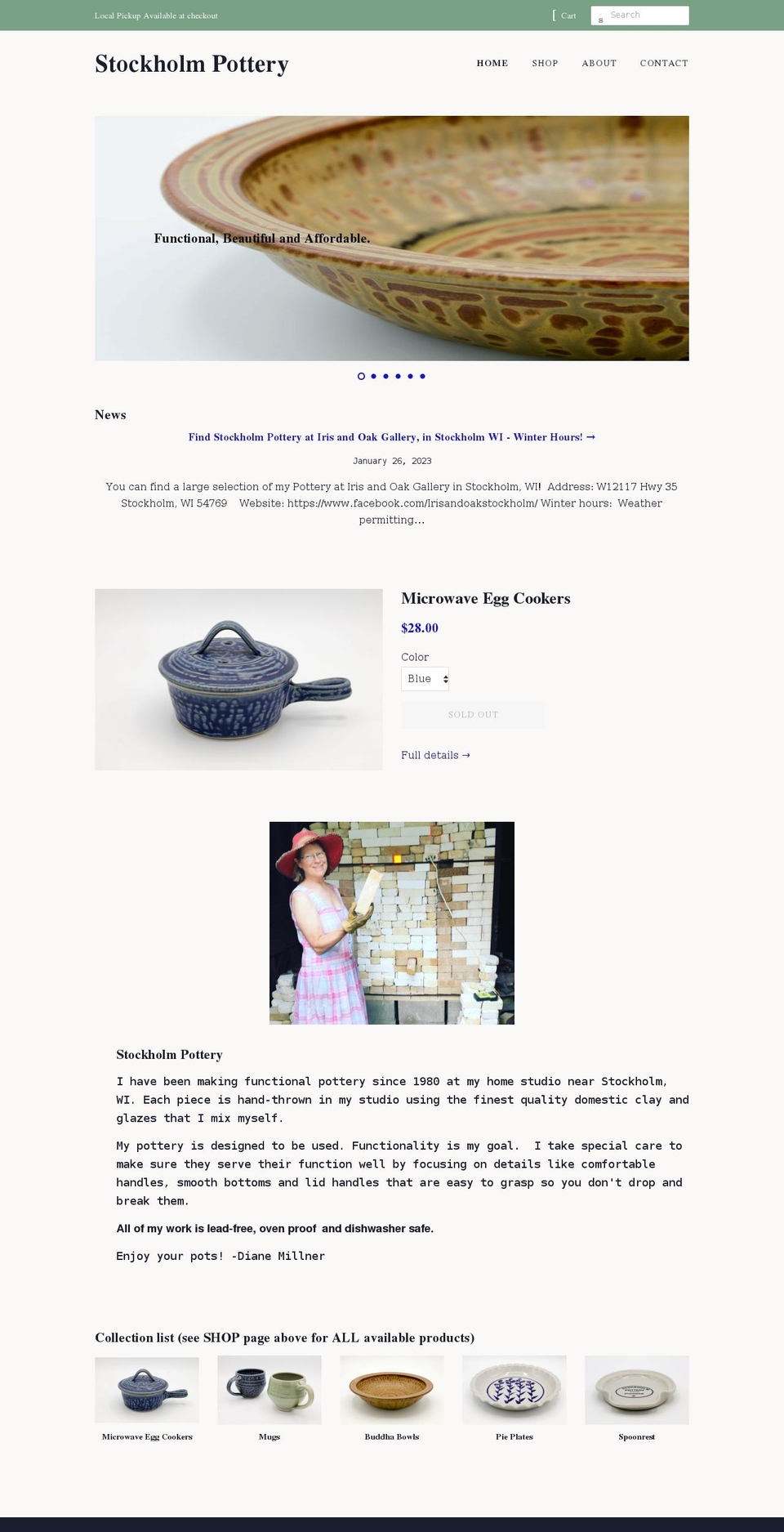 stockholmpottery.com shopify website screenshot