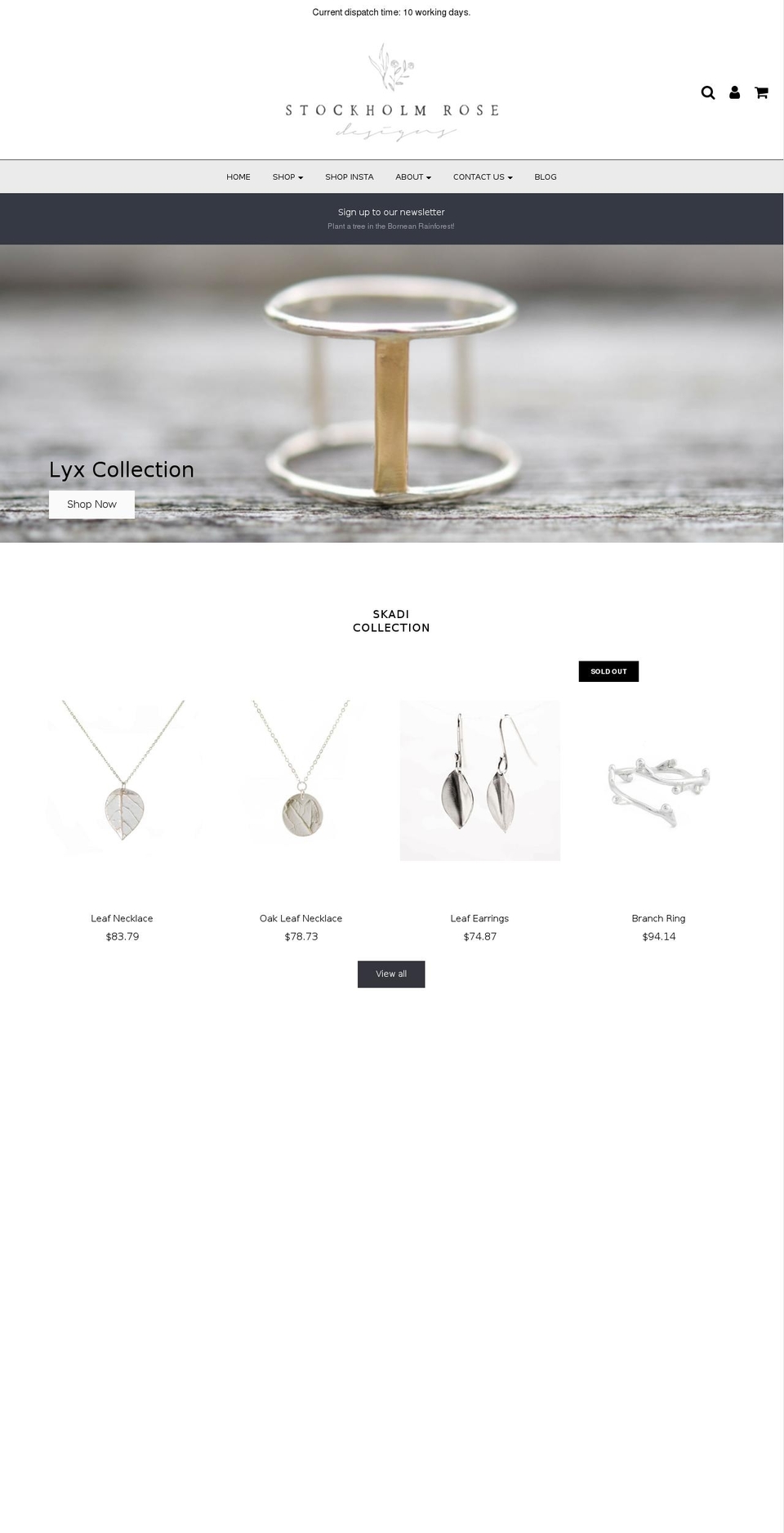 stockholmrosedesigns.com shopify website screenshot