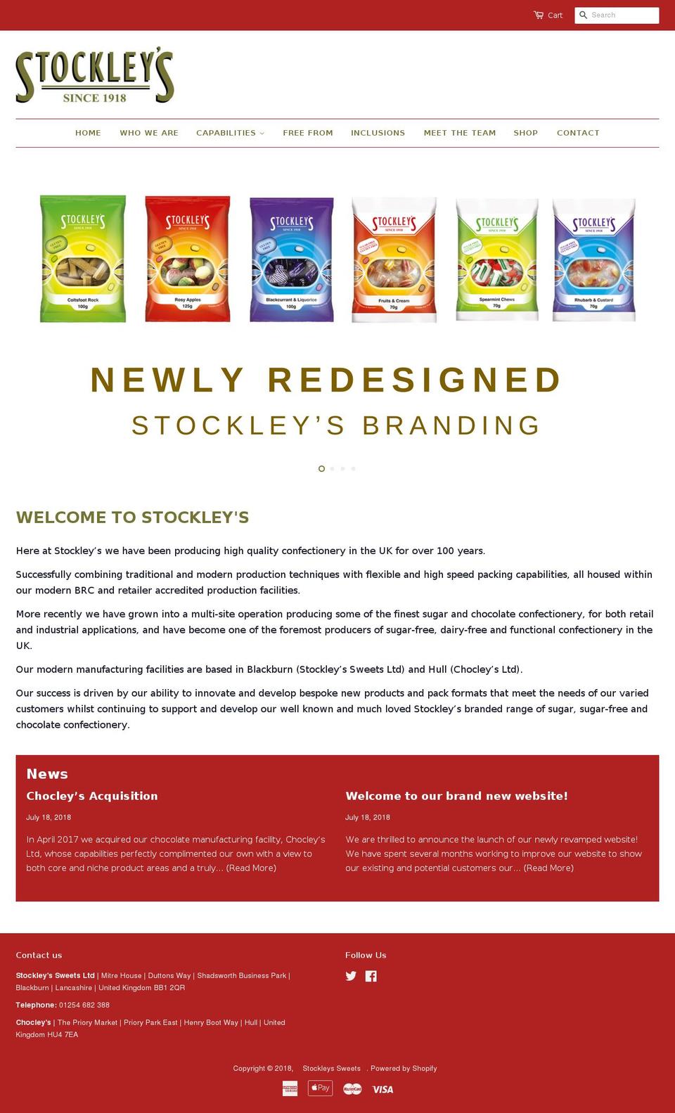 stockleys-sweets.co.uk shopify website screenshot