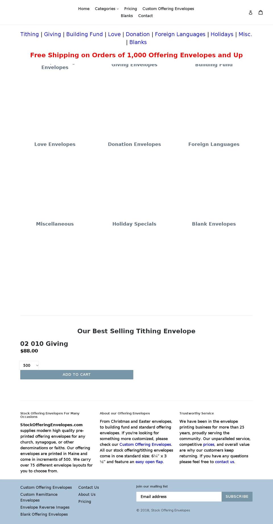 stockofferingenvelopes.com shopify website screenshot