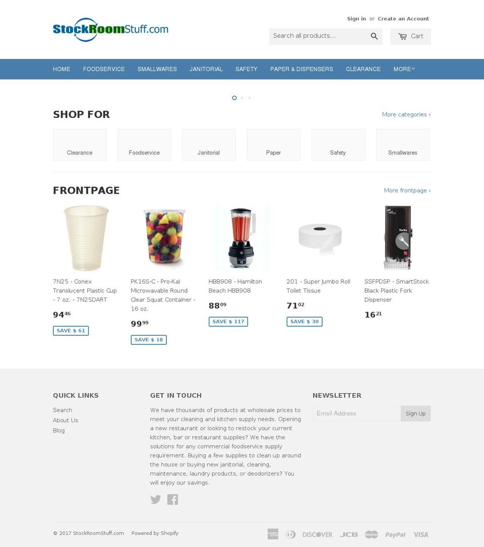 stockroomstuff.com shopify website screenshot