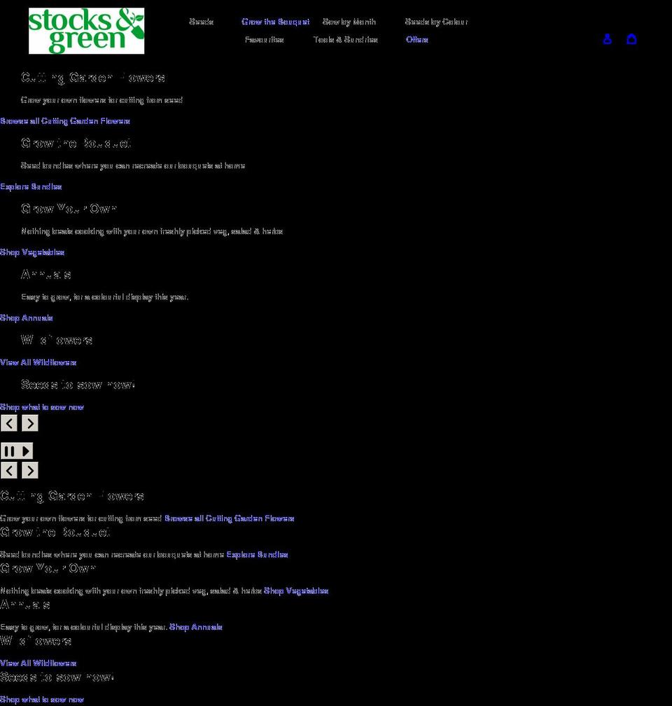 stocksandgreen.com shopify website screenshot