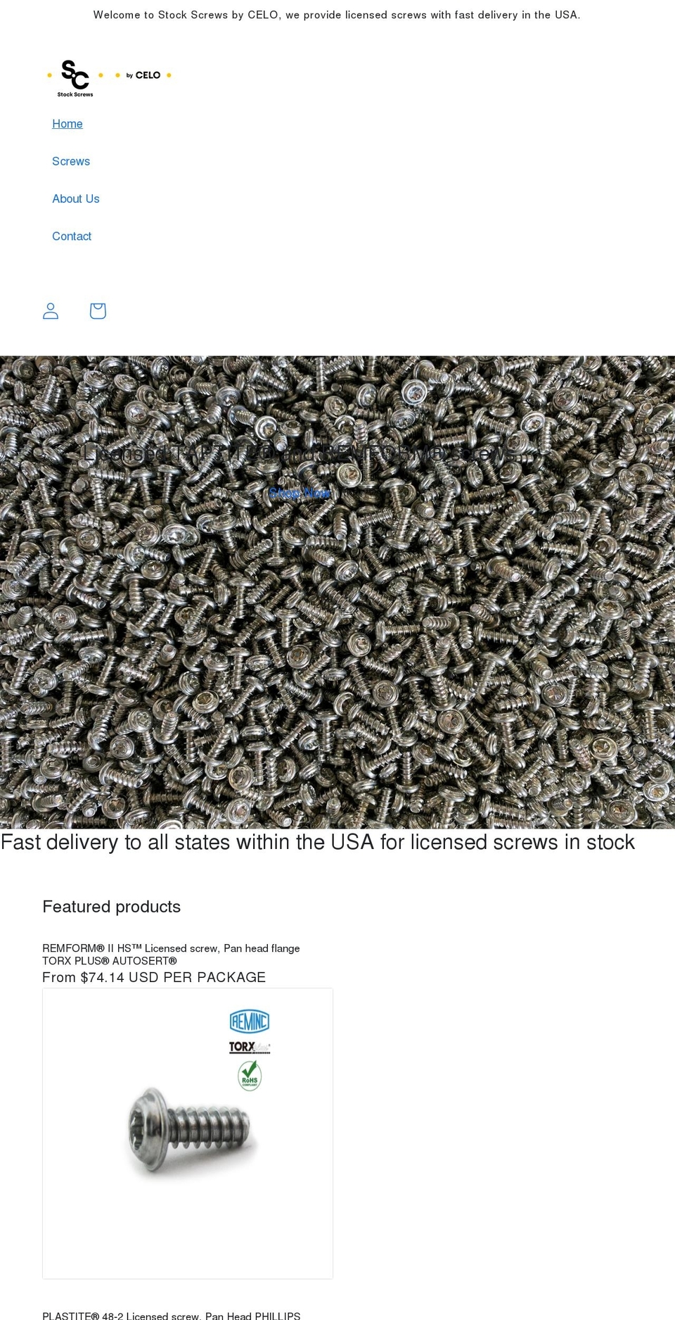 stockscrews.com shopify website screenshot