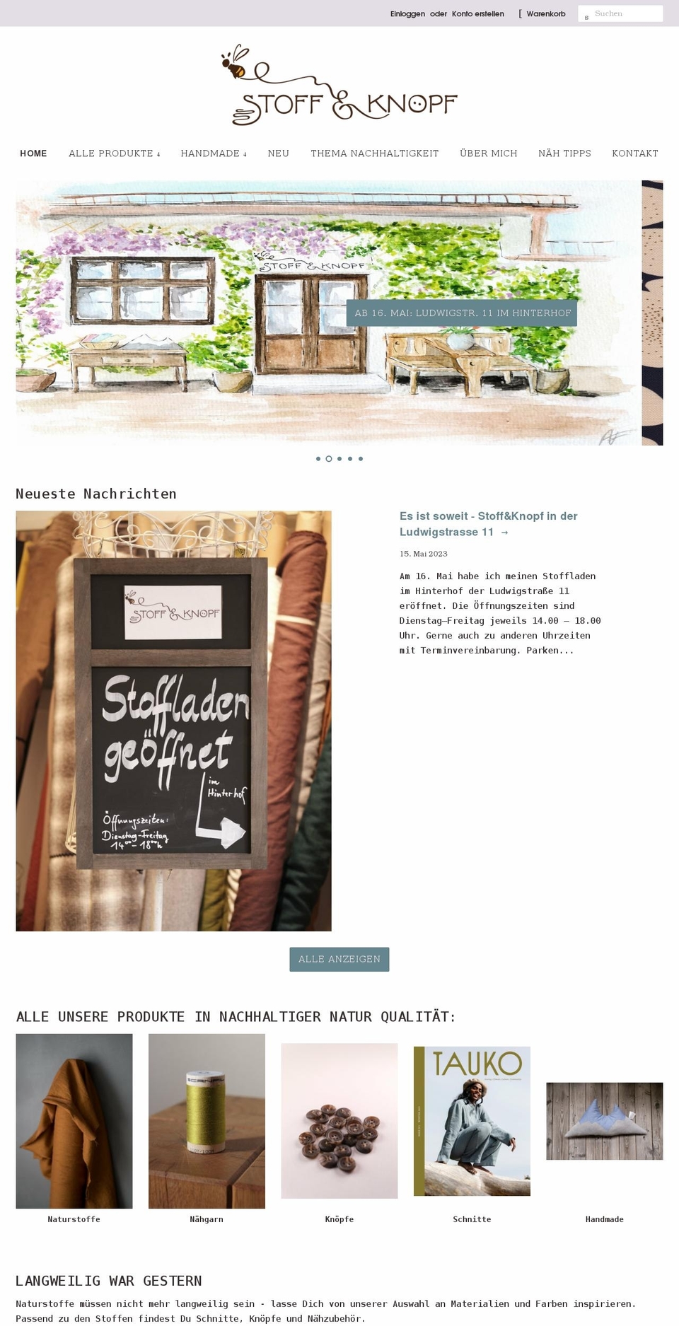 stoffundknopf.com shopify website screenshot
