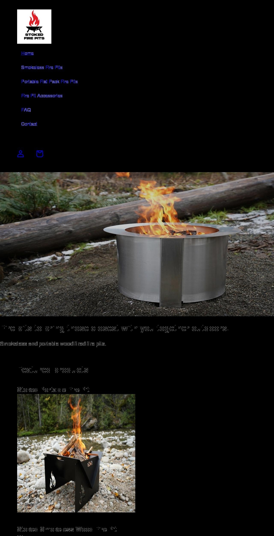 stokedfirepits.com shopify website screenshot