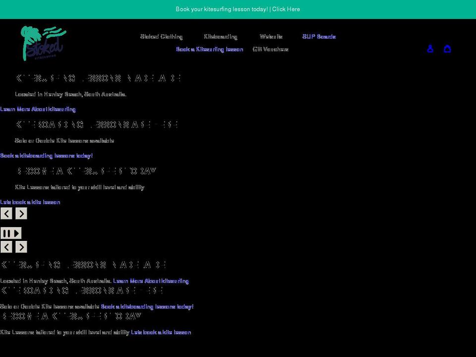 stokedkitesurfing.com shopify website screenshot