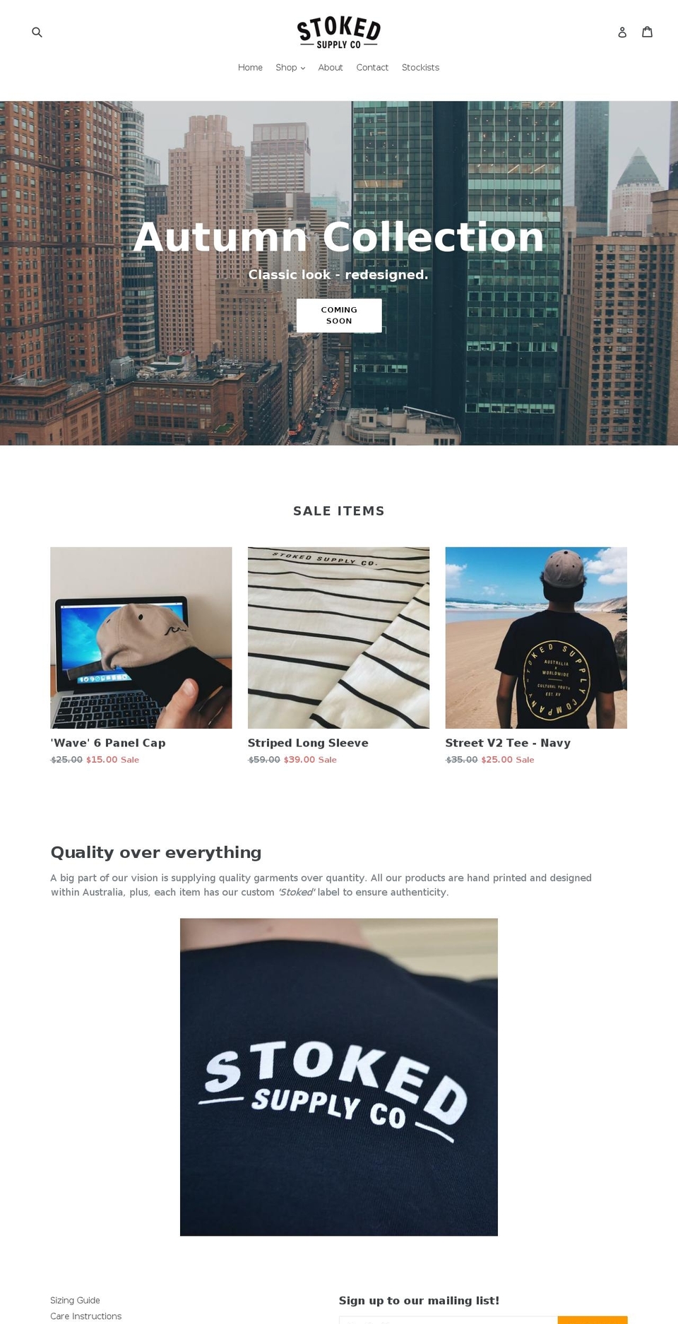 stokedsupplyco.com shopify website screenshot