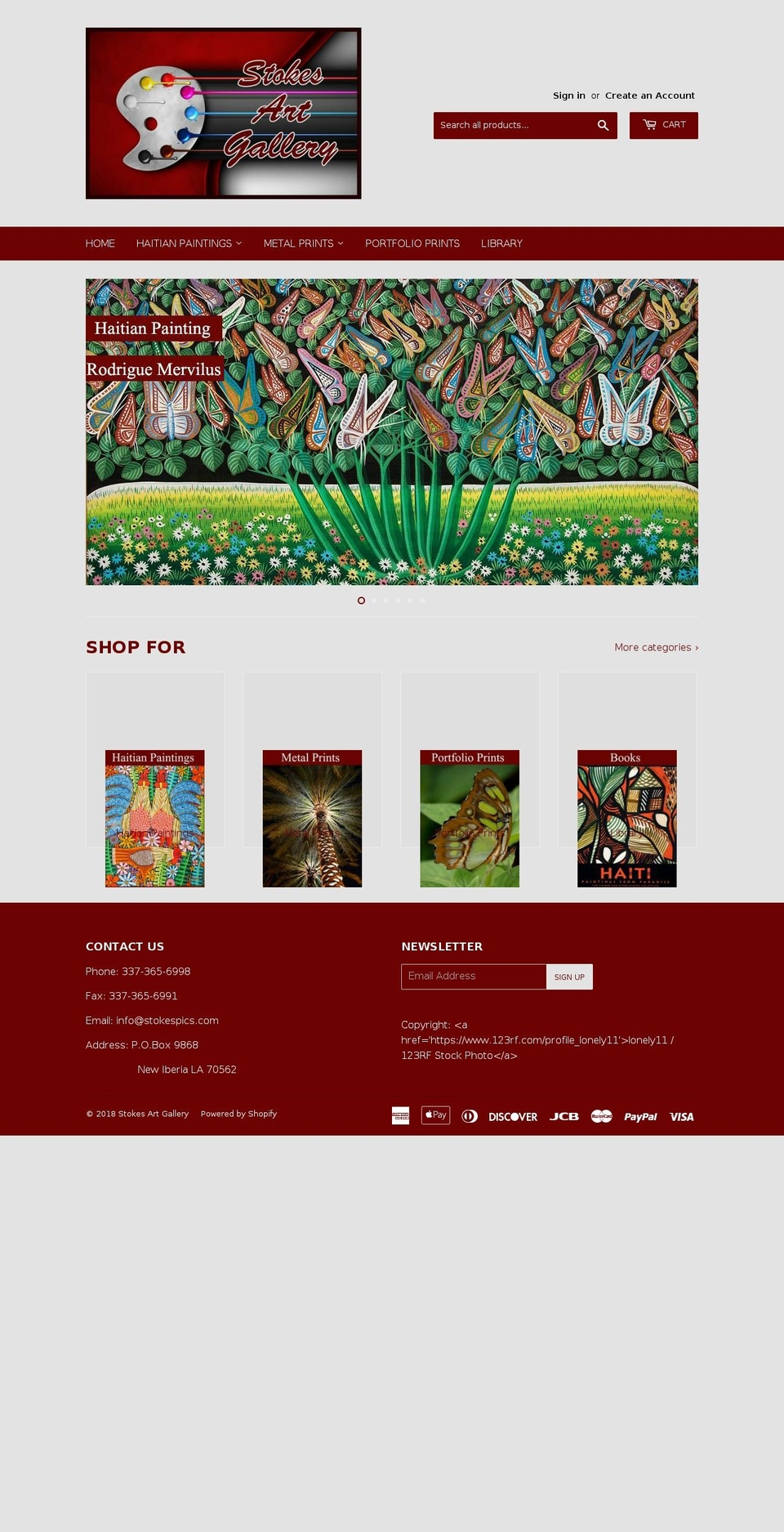 stokeshaitiart.com shopify website screenshot