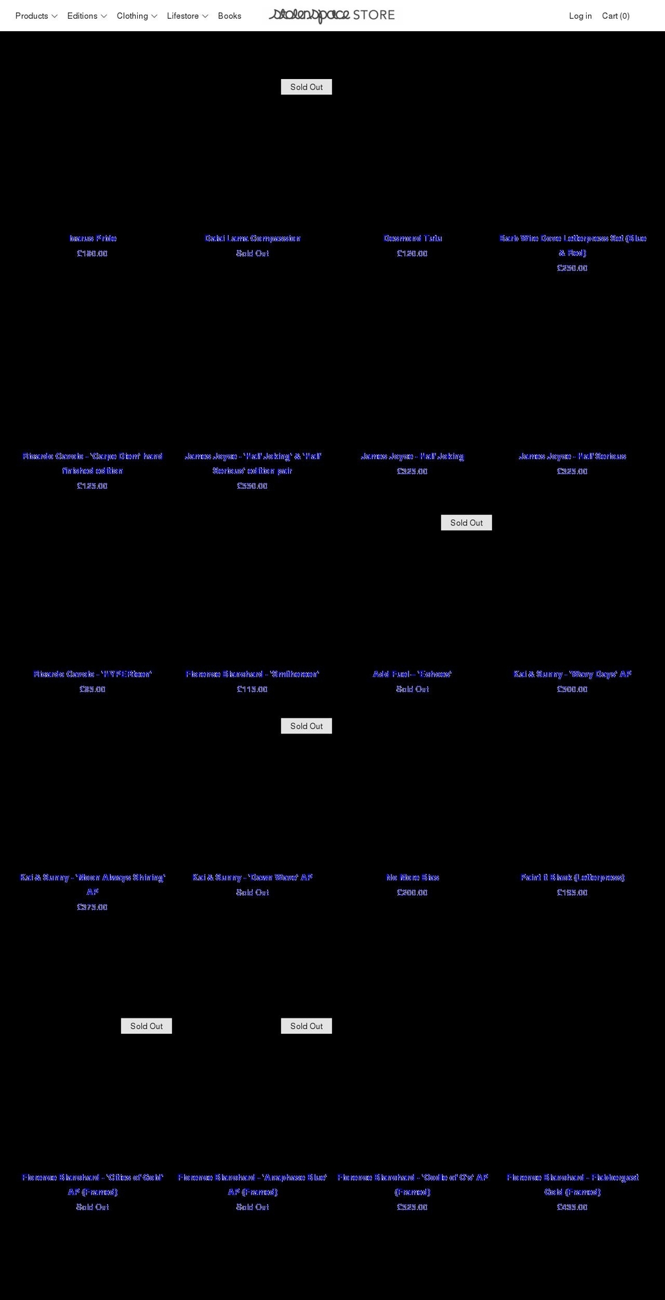 stolenspacestore.com shopify website screenshot