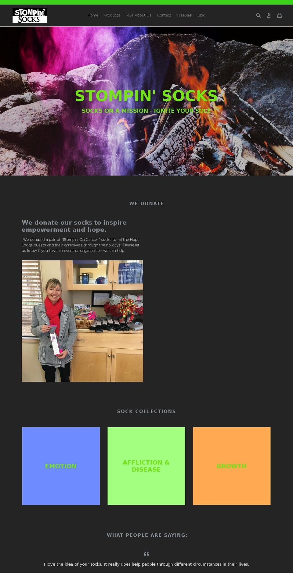 stompinsocks.com shopify website screenshot
