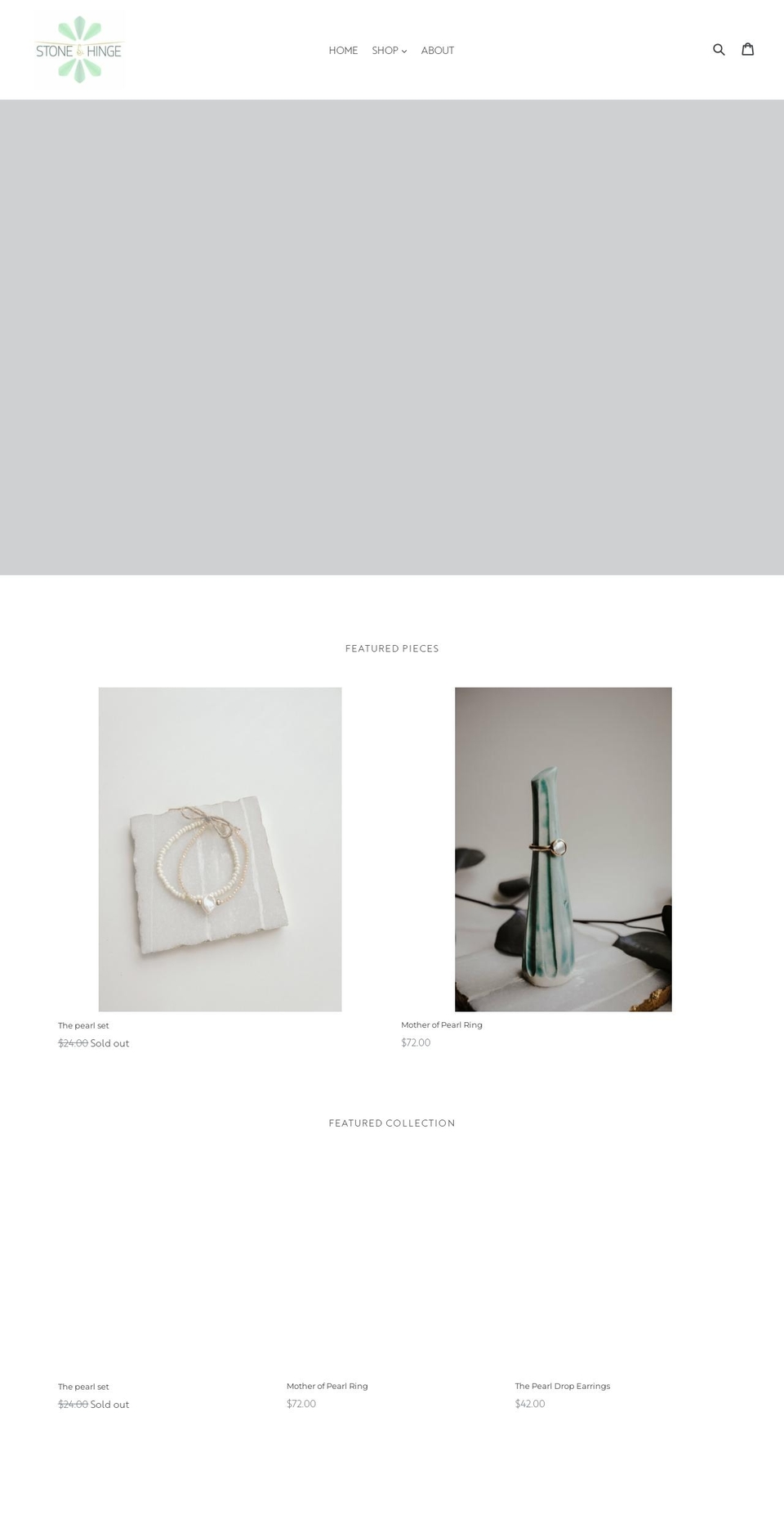 stoneandhinge.com — Shopify storefront screenshot