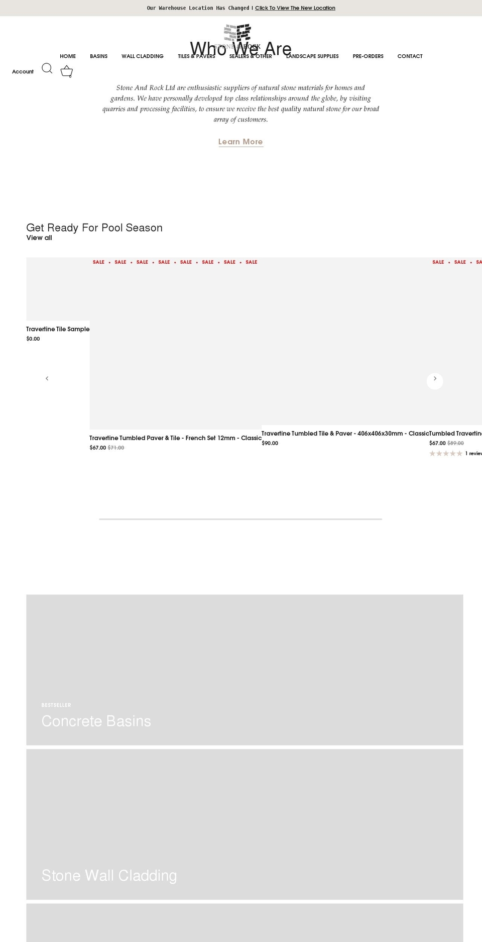 stoneandrock.com.au shopify website screenshot